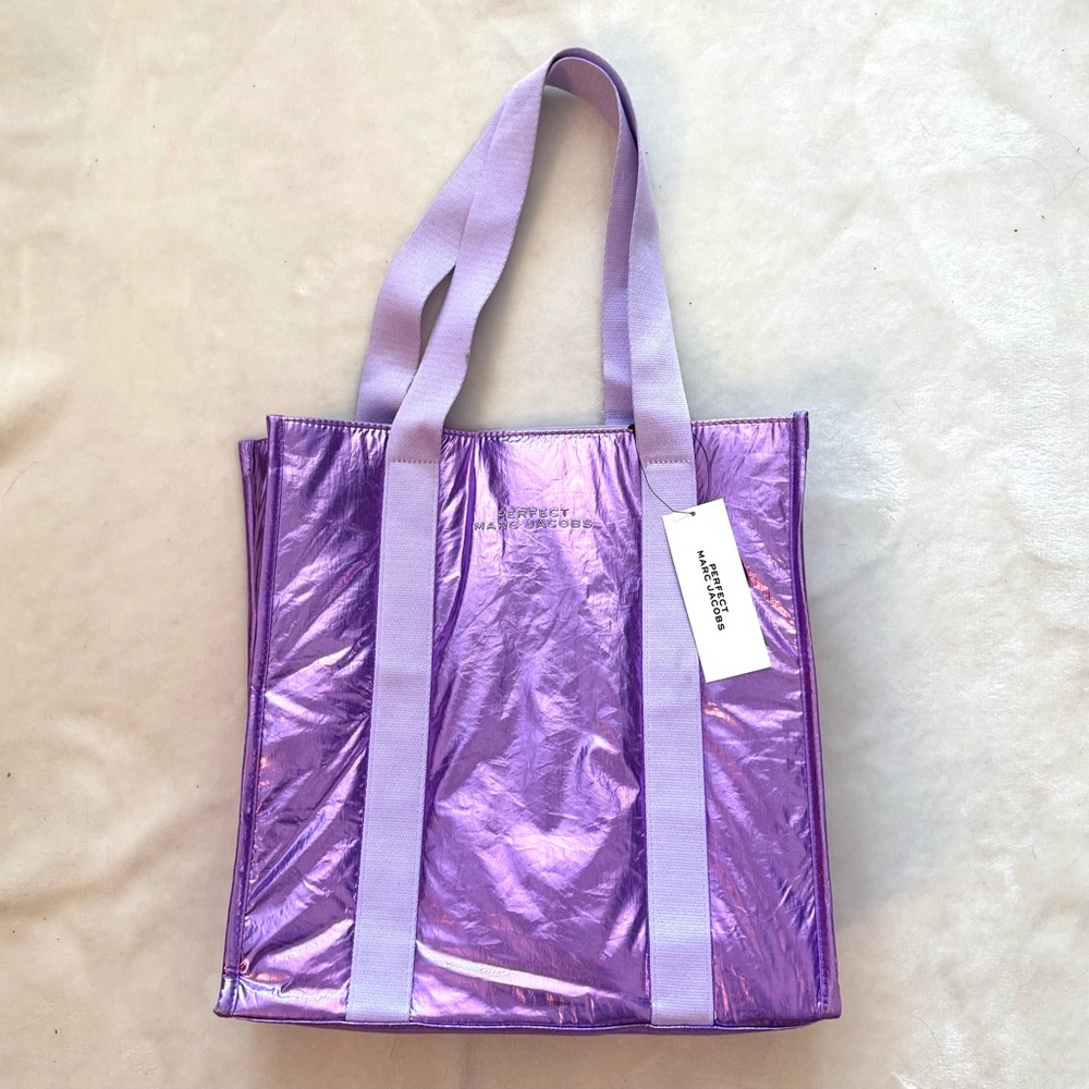 Marc Jacobs Perfect Lavender Shiny Puffy Tote Bag 💜 🍒